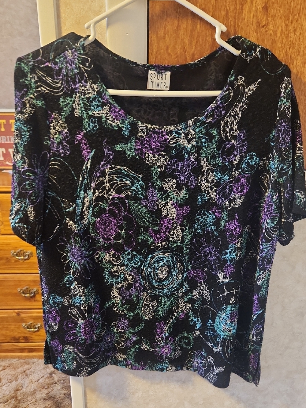 Black Floral Short Sleeve Tee